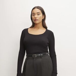 Everlane The Ribbed Scoop-Neck Sweater Black Base - Size L